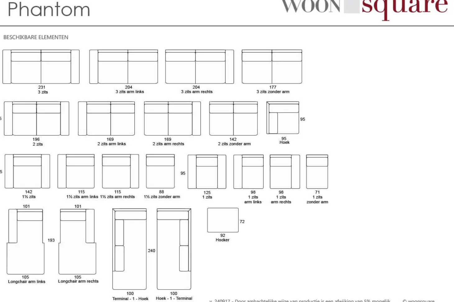 Phantom hoekbank naturel