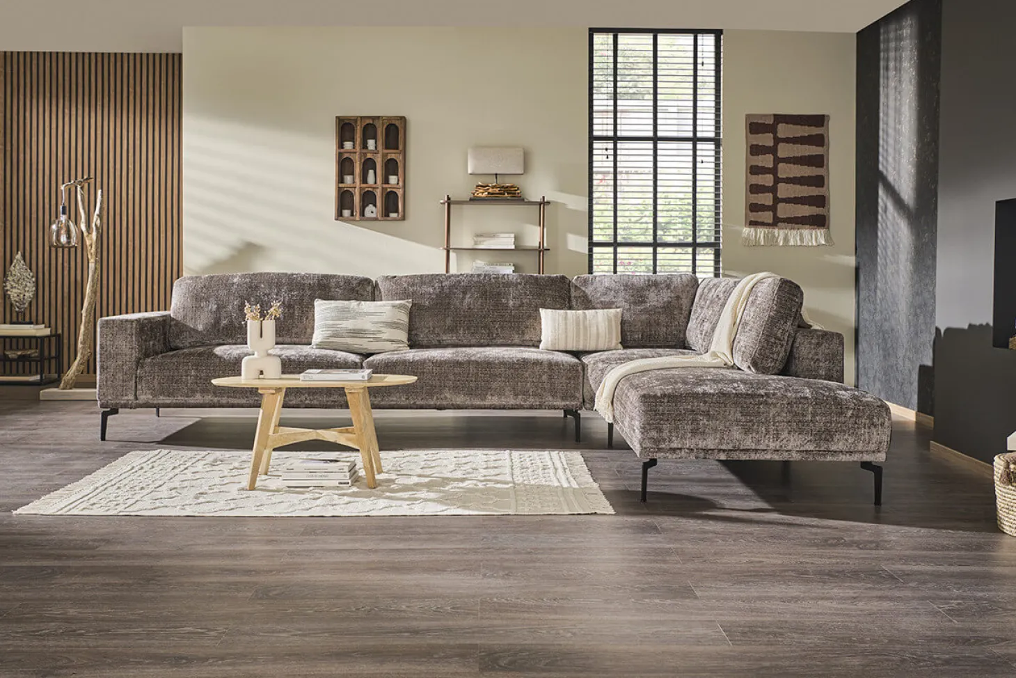 Riviera hoekbank taupe