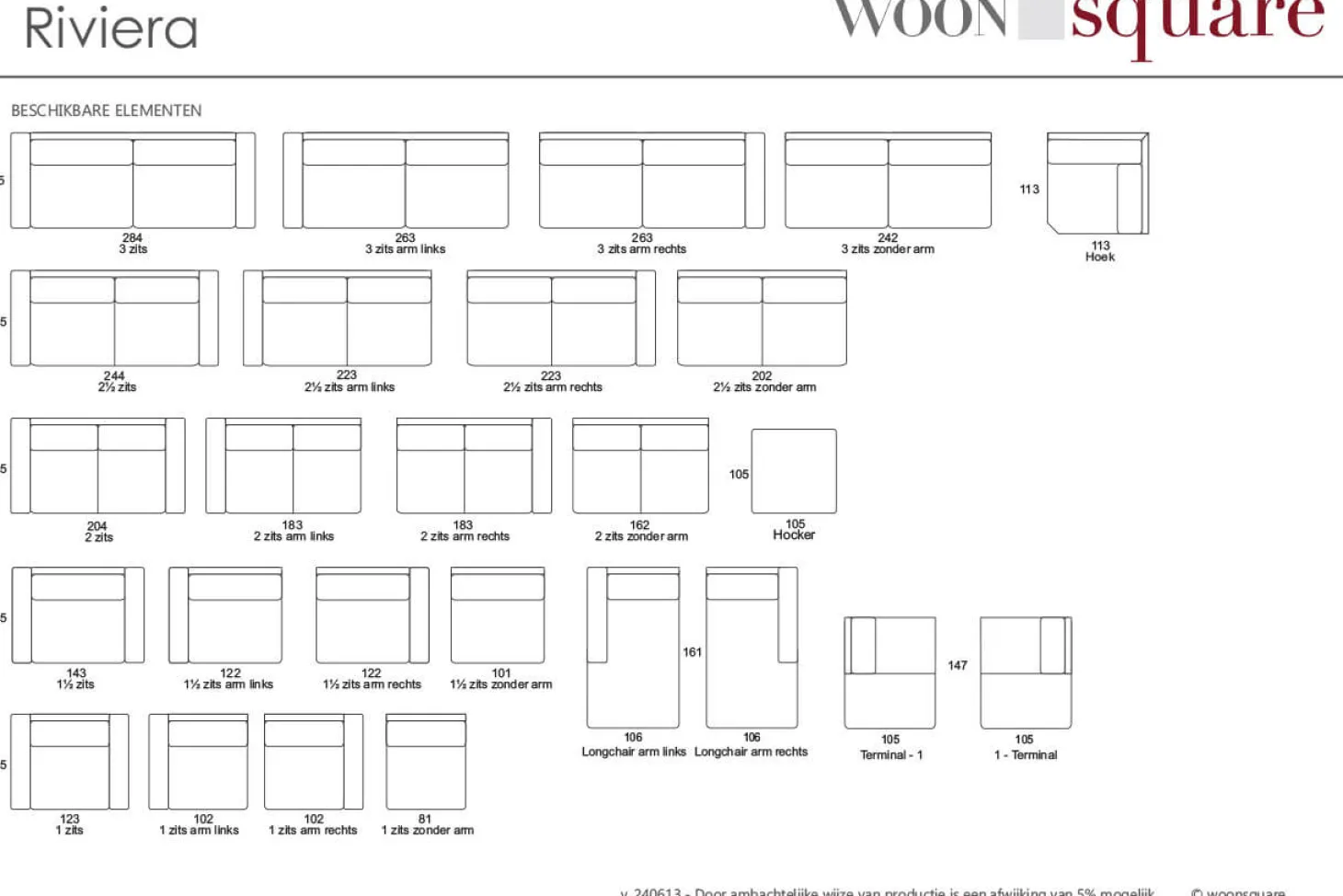 Riviera hoekbank taupe
