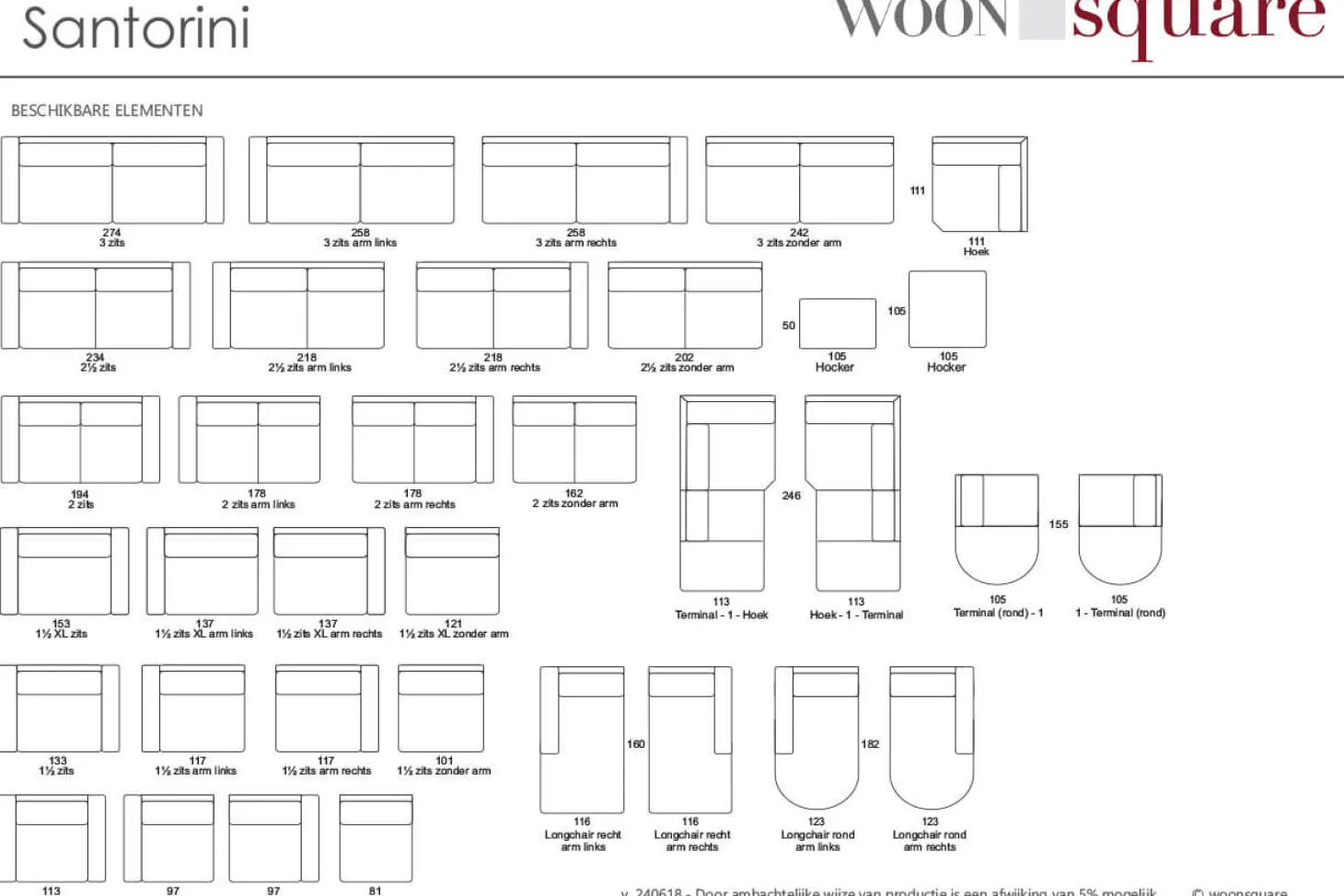 Santorini hoekbank zwart